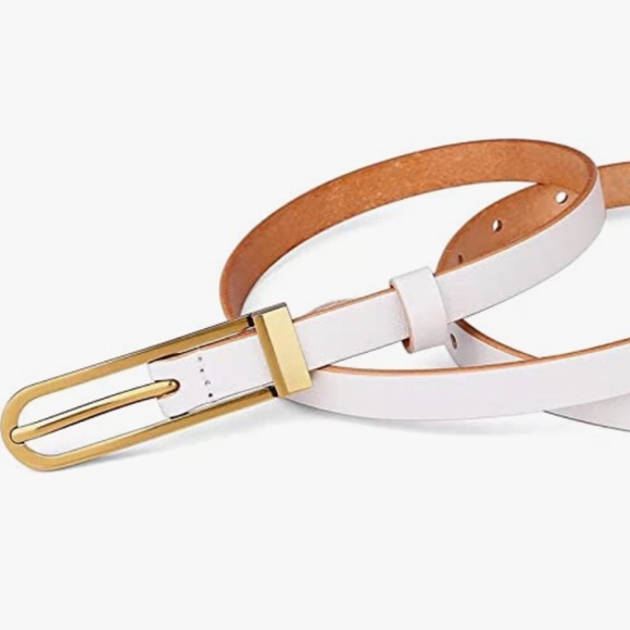Womens 0.6” Thin Waist Belts, CATELLES 1.4cm Skinny Full Grain Leather Fashion D main image 3